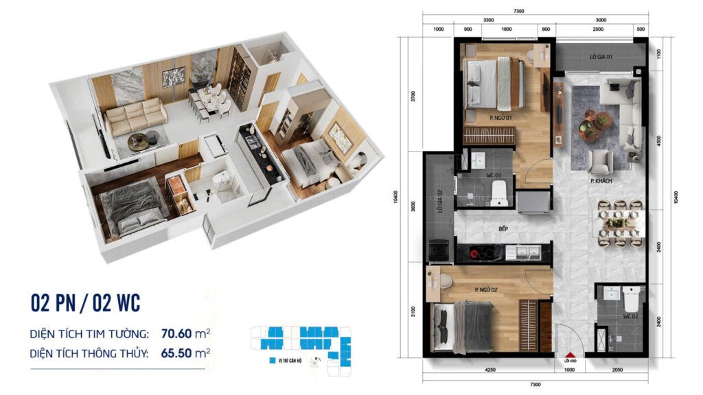 Căn Hộ Mẫu Symlife 2PN + 2WC