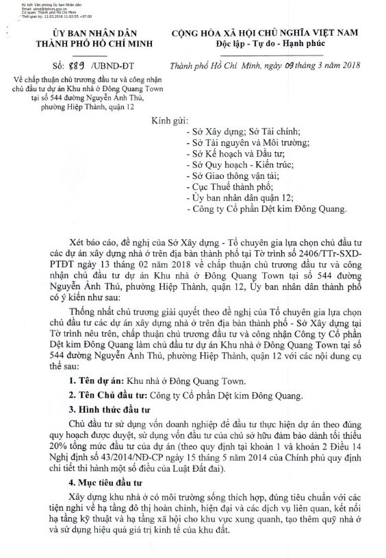 Chấp Thuận Chủ Trương đầu Tư