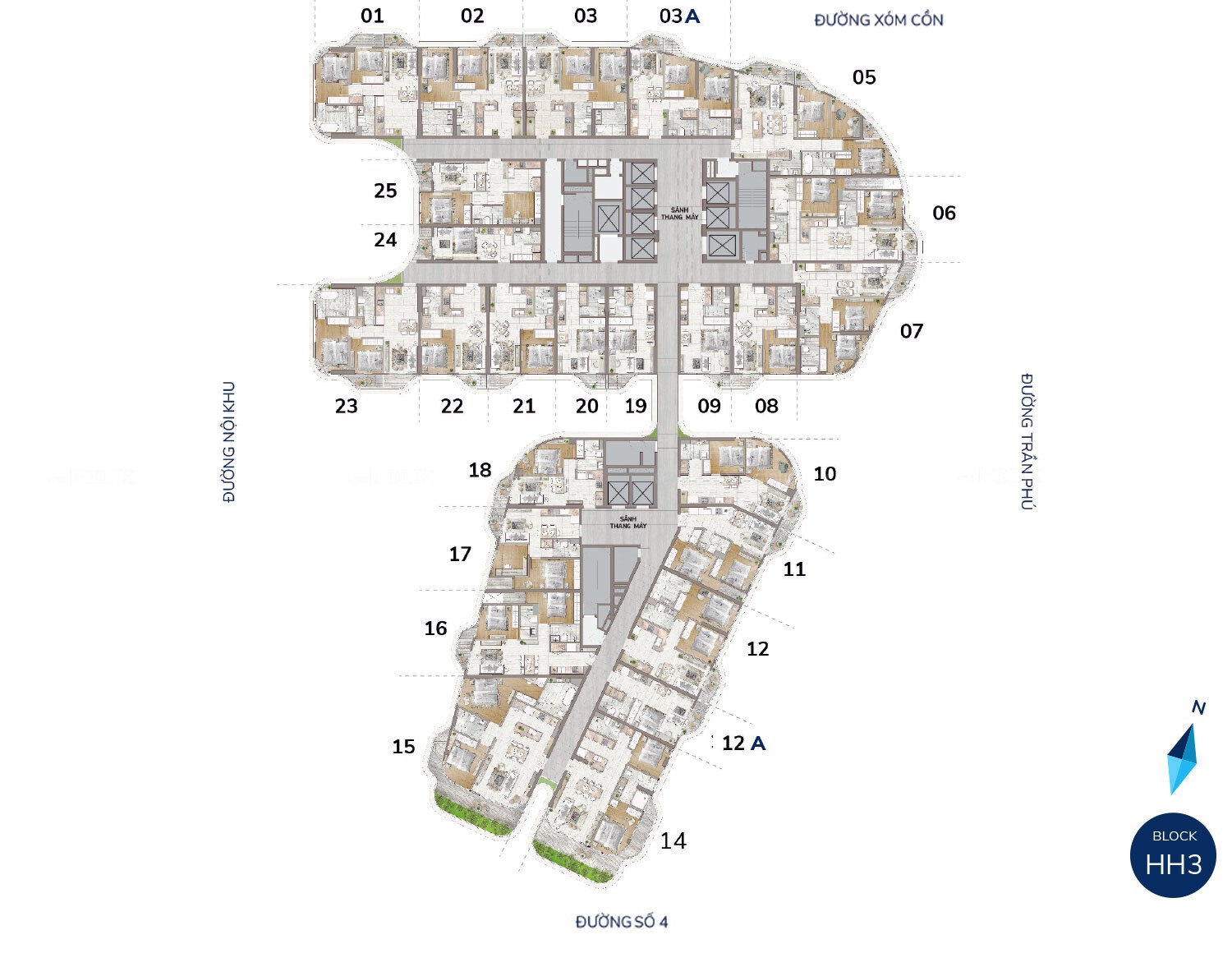 MẶt BẰng TẦng 22 Block Sol Welltone Luxury Residence