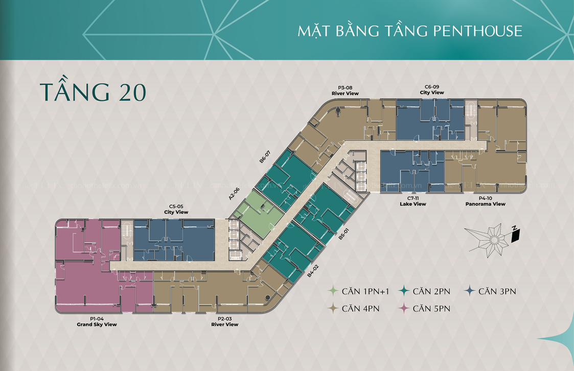 Mặt Bằng Diamond Sky Penthouse Tầng 20