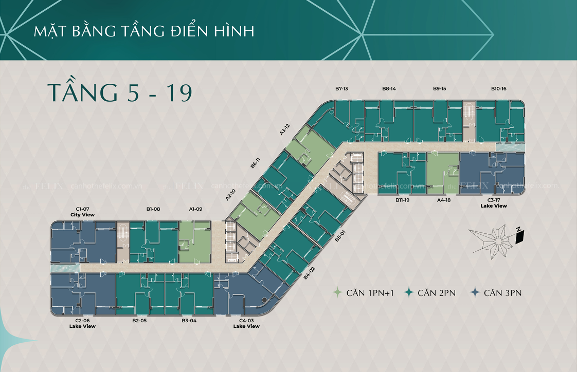 Mặt Bằng Diamond Sky Tầng 5-19