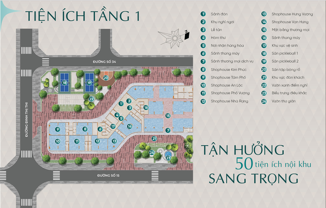 Mặt Bằng Tiện ích Tầng 1 Diamond Sky