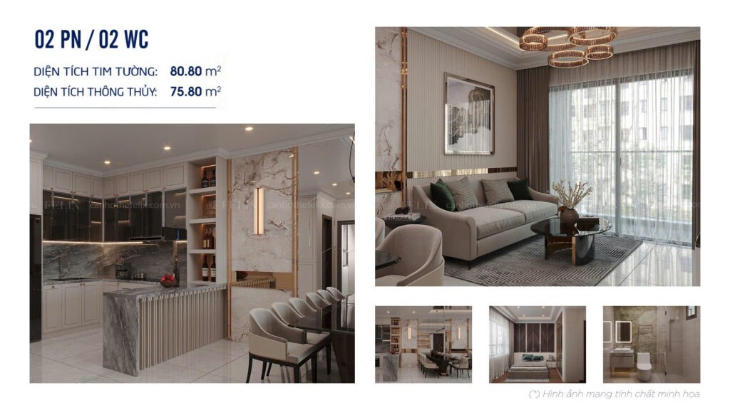 Phối Cảnh Căn Hộ Mẫu Symlife 2PN+2Wc 75-80m2