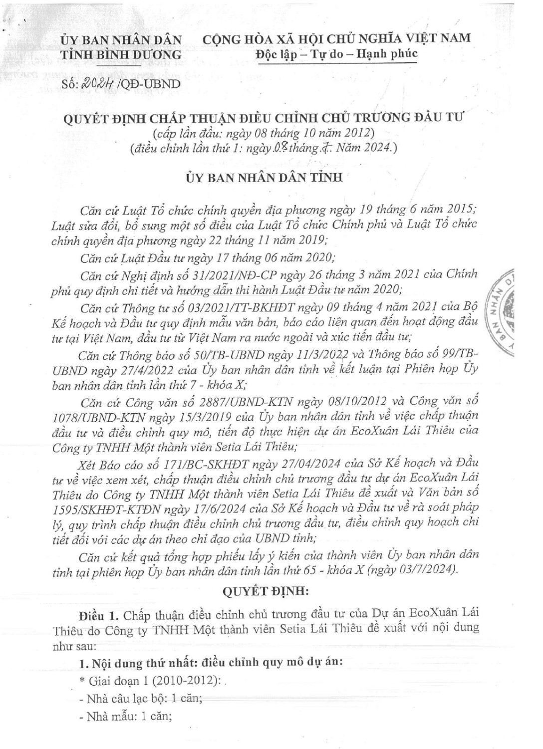 QĐ Chủ Trương đầu Tư (1)