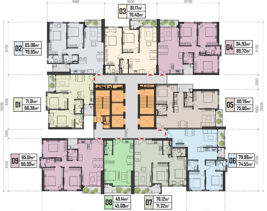 mặt bằng thiết kế căn hộ datxanh homes riverside