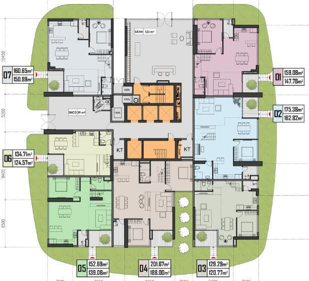mặt bằng thiết kế duplex datxanh homes riverside